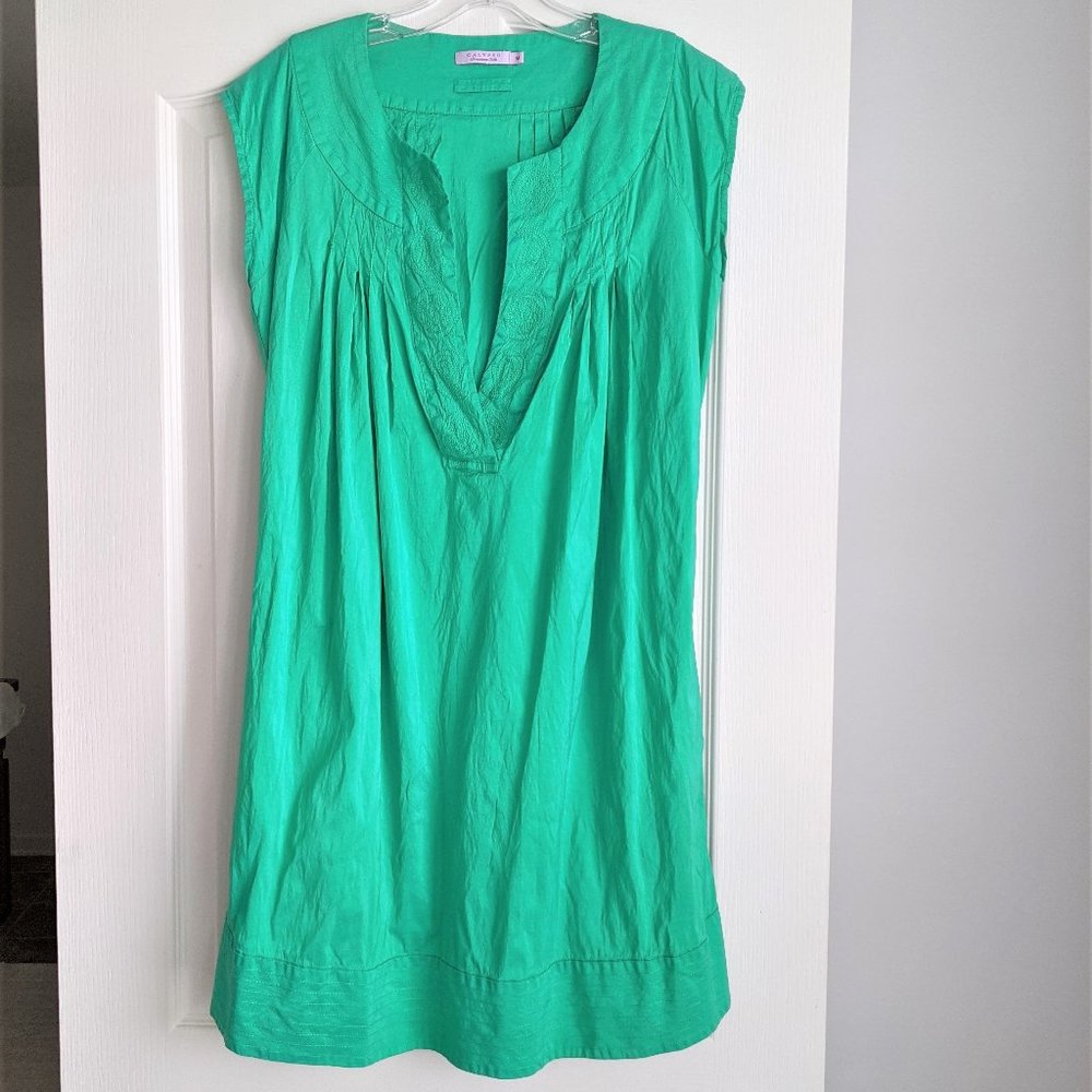 Calypso Green Silk Shift Dress with Pockets